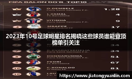 2023年10号足球明星排名揭晓这些球员谁能登顶榜单引关注